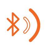 A Promethean bluetooth icon with an orange sound on the ActivPanel 9.