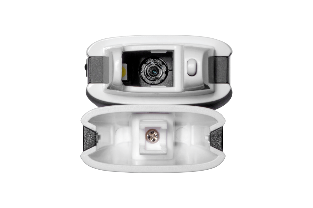 A white camera with an attached interactive whiteboard panel (activpanel).